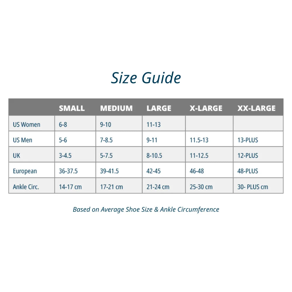 size chart for af7 ankle bracing sleeve - great for weak ankles, ankle pain | OS1st