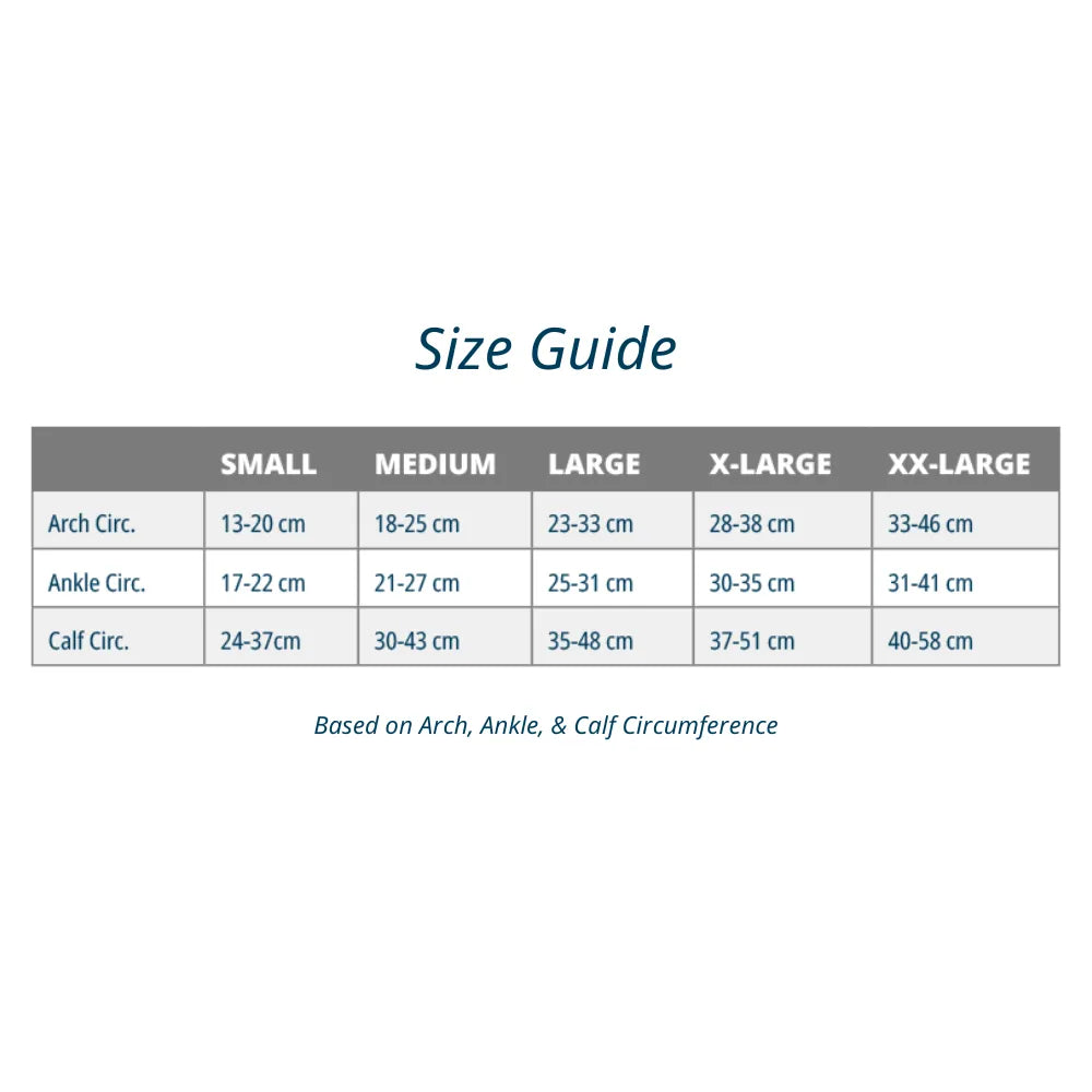 Size chart for fs6 plantar fasciitis sleeves - great for plantar fasciitis, arch pain, heel pain, plantar fascia | OS1st