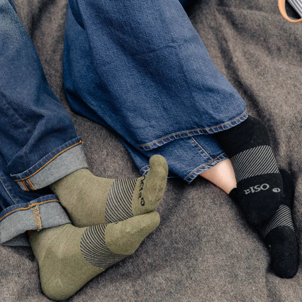 couple during picnic - both wearing wicked comfort merino wool socks | OS1st