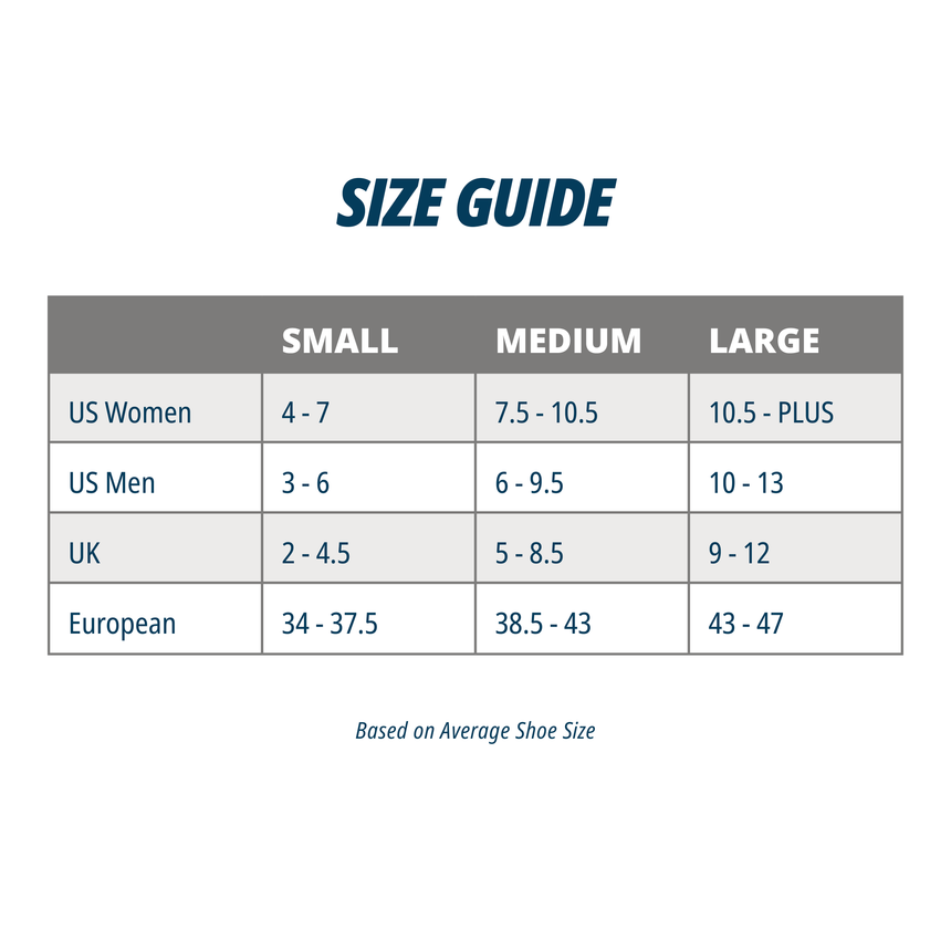 Bunion Relief Size Chart
