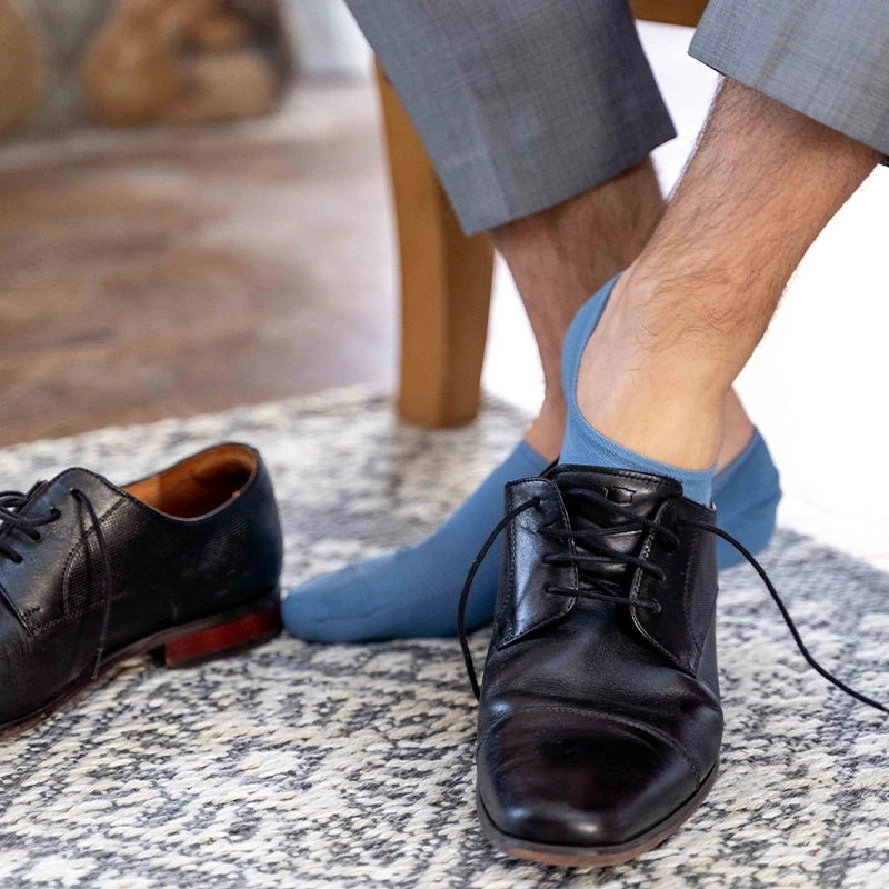 Man wearing Nekkid Comfort Sock in Sky Blue with dress shoes | OS1st