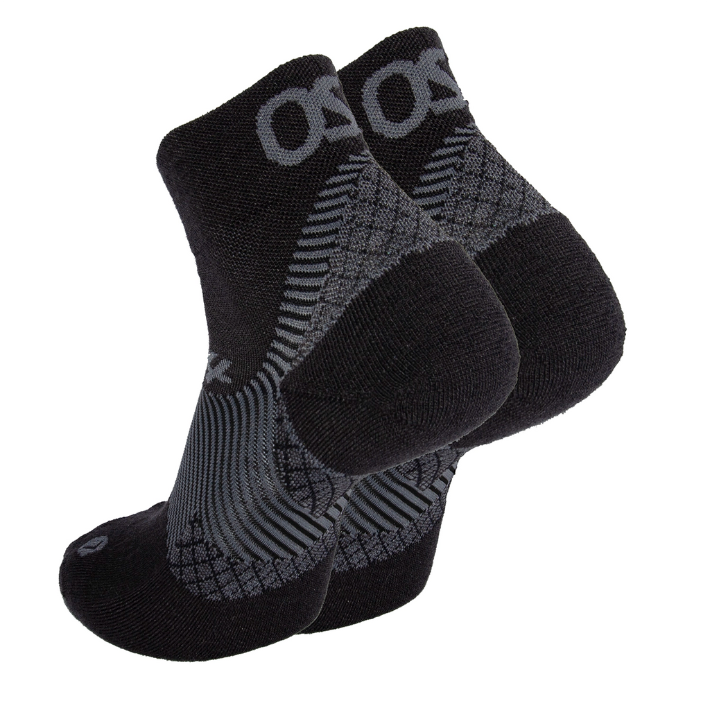 FS4 Plantar Fasciitis Compression 1/4 length socks in black merino wool | OS1st