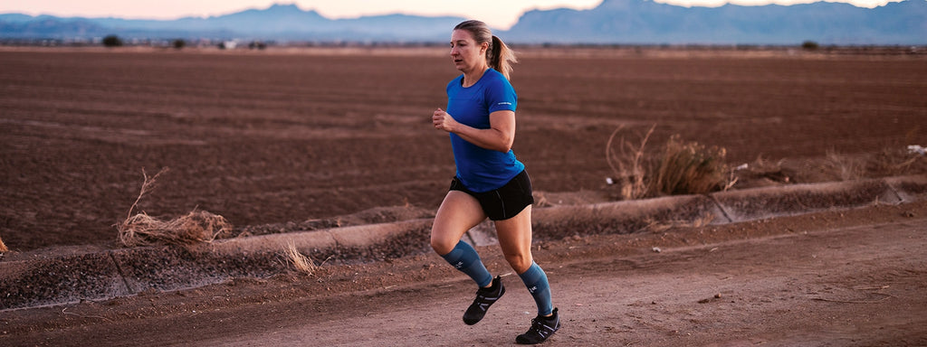 A woman shown running