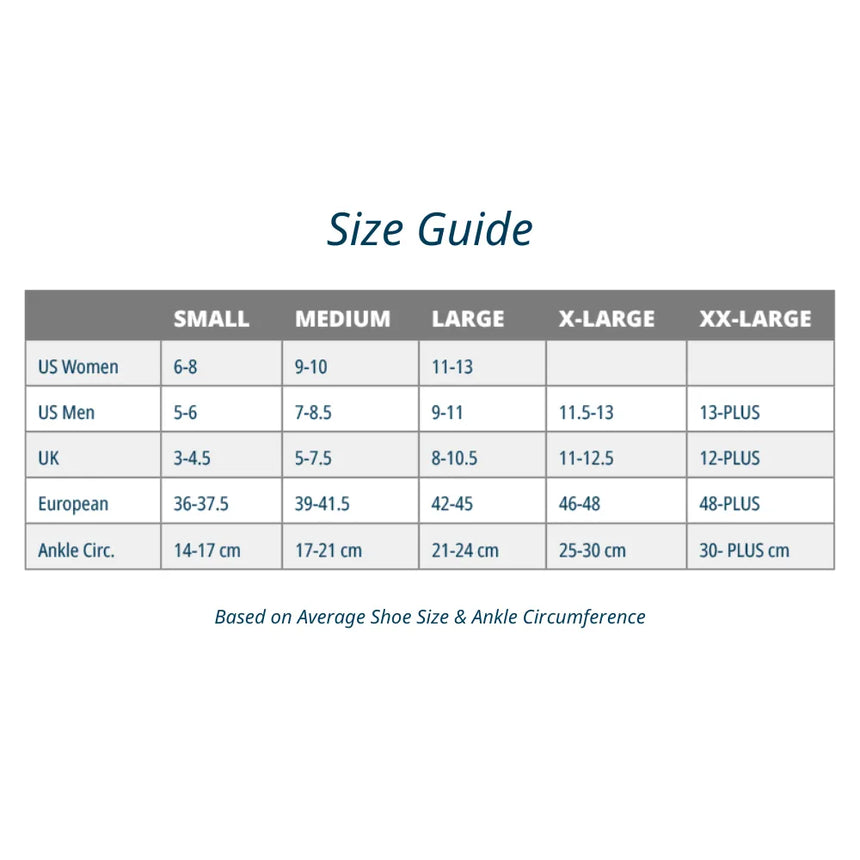 size chart for af7 ankle bracing sleeve - great for weak ankles, ankle pain | OS1st