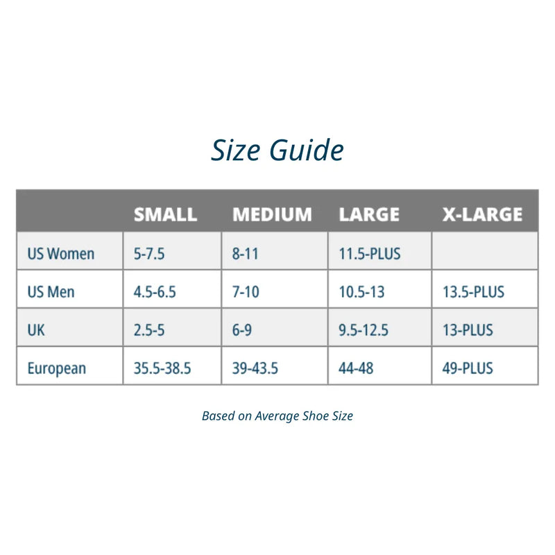 size chart for active comfort, wicked comfort, thin air performance, wicked merino - great for runners | OS1st 