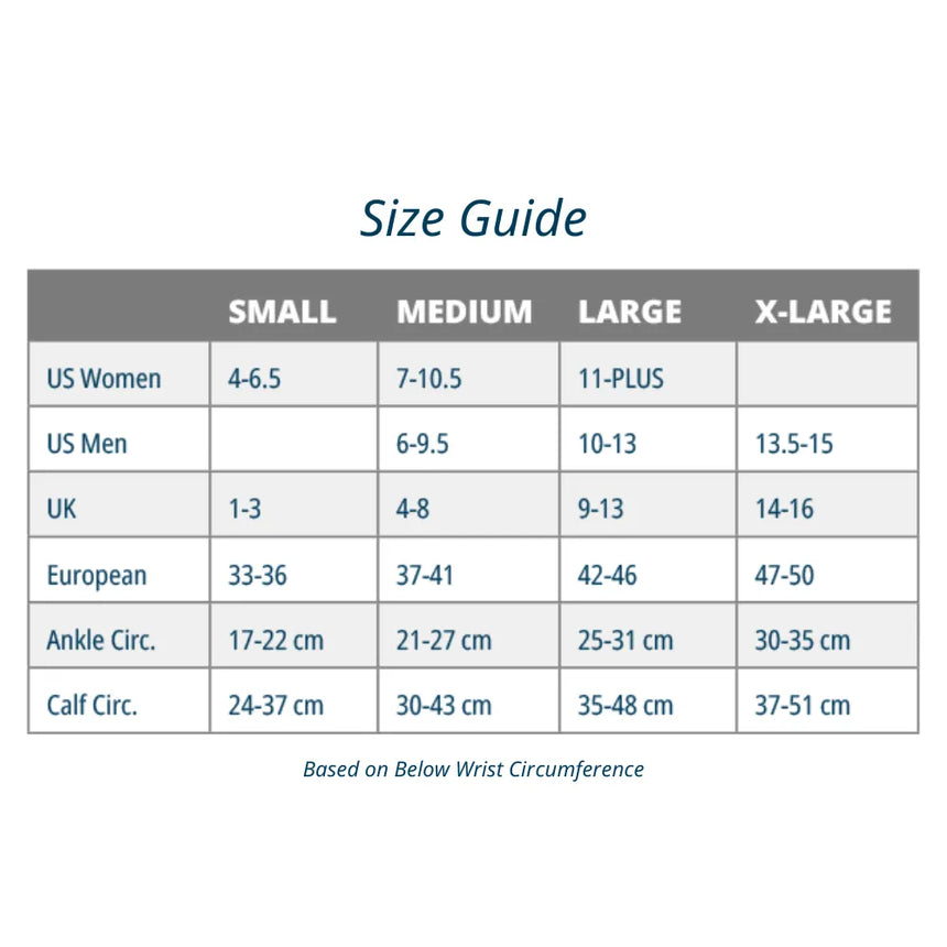compression bracing socks size chart