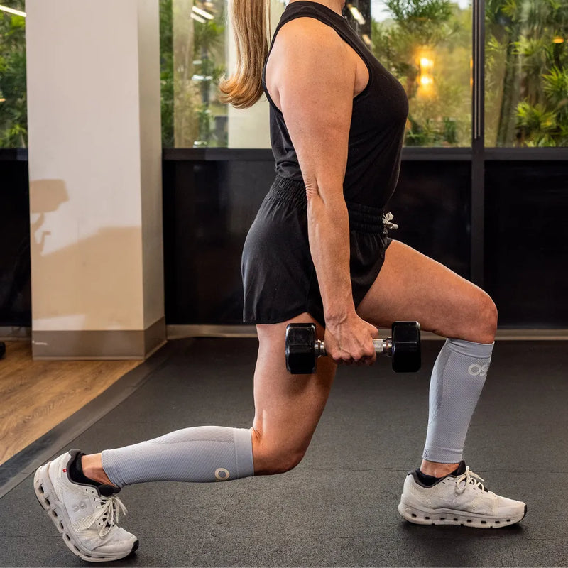 #color_grey
athlete wearing grey cs6 calf sleeves while working out | OS1st