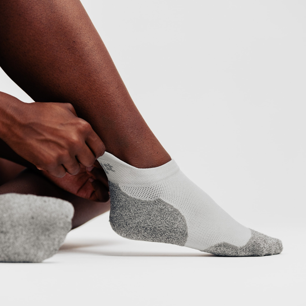 studio photo of person wearing grey dermasox | OS1st