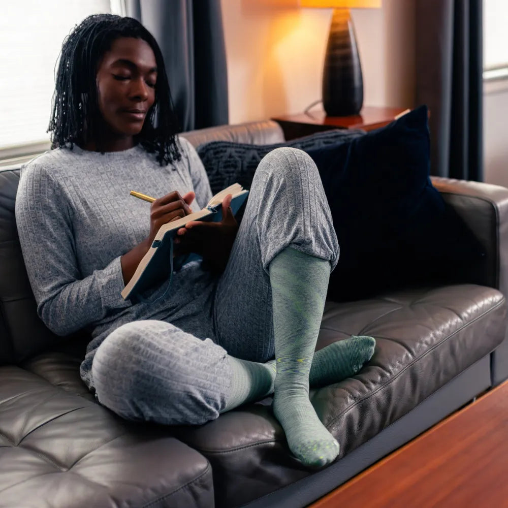 #color_nebula
woman wearing nebula wellness compression socks | OS1st