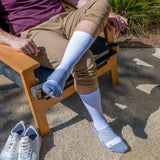 man wearing wide width wellness performance socks | OS1st