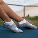 woman wearing white no show wellness performance socks | OS1st