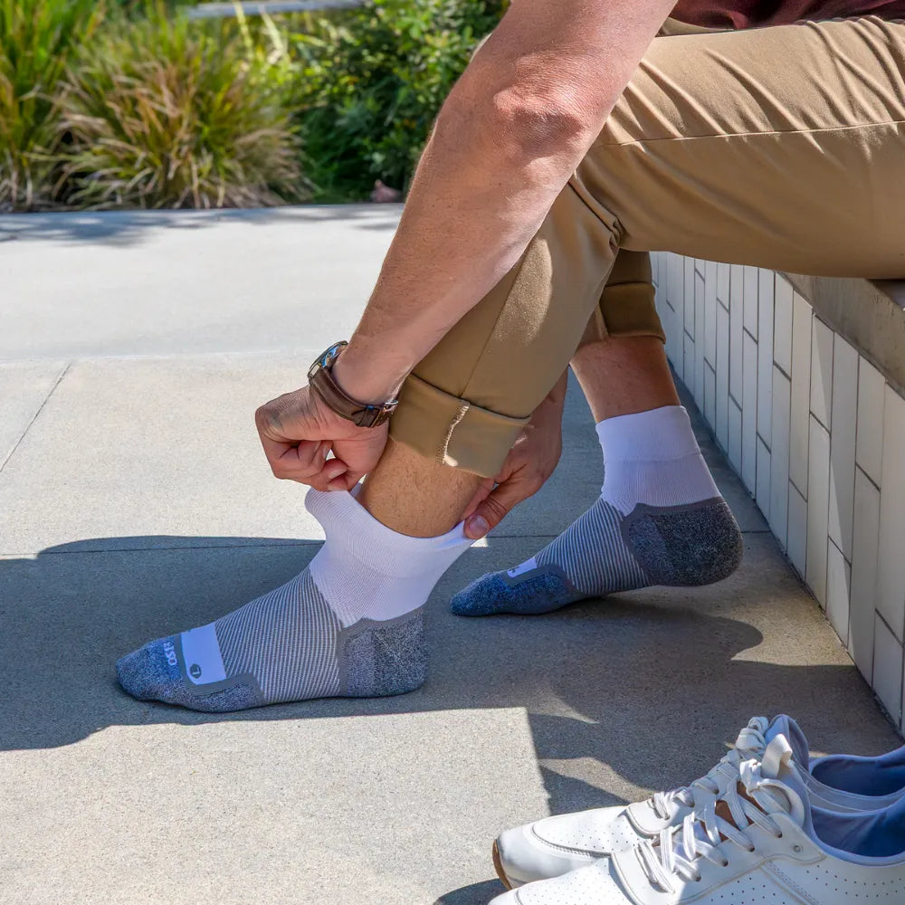 man wearing wide width wellness performance socks | os1st