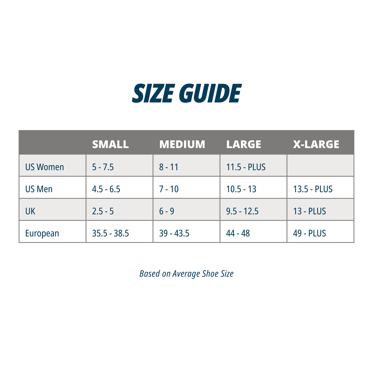 Comfort Sock Size Chart