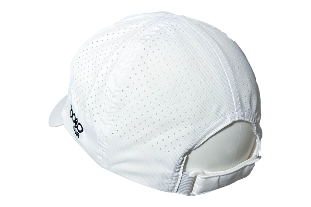 Back view of boco athletic hat in white with black OS1st logo | OS1st