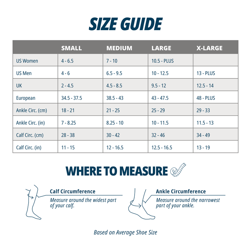 Wellness Compression Sock Size Chart