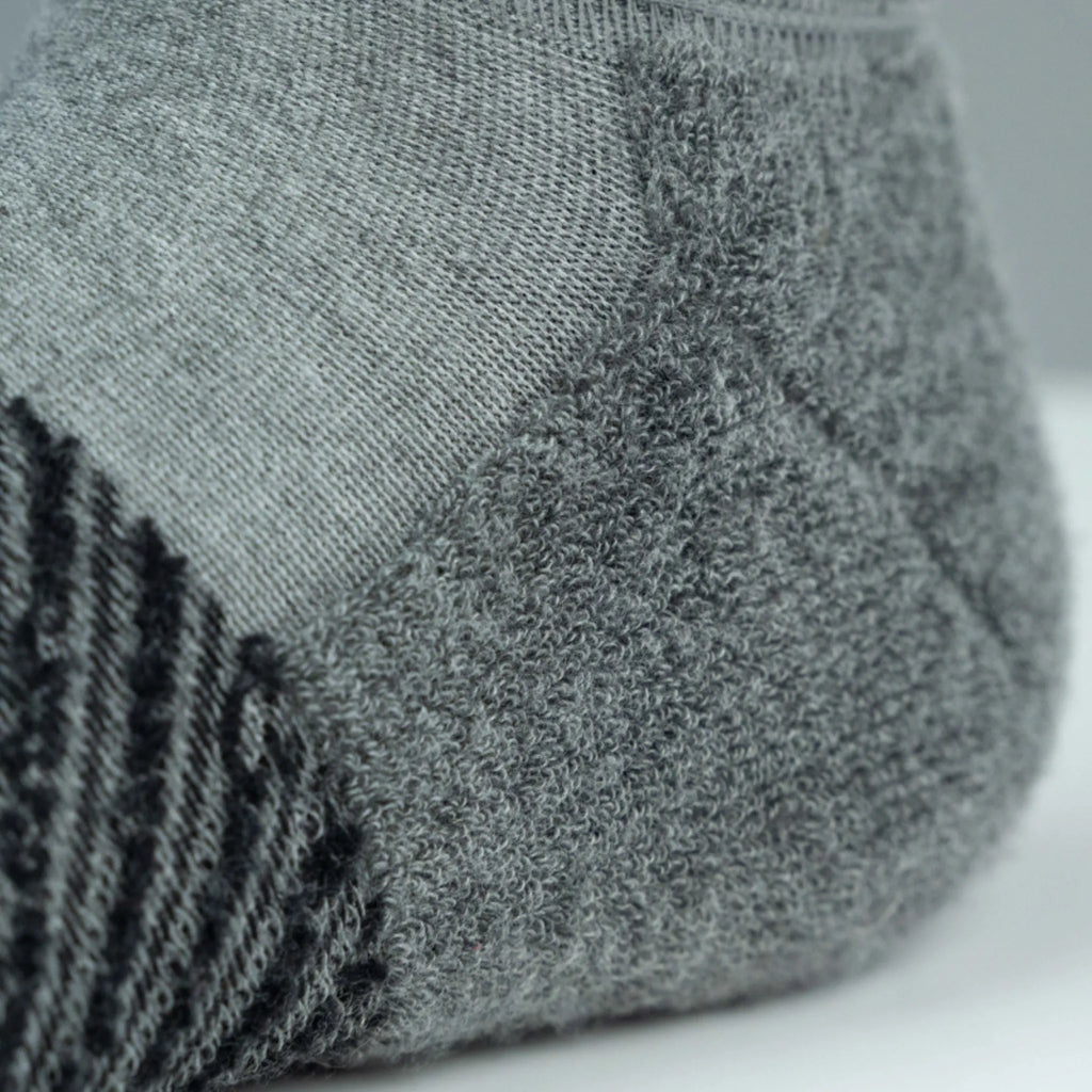 close up of cushion on charcoal wicked comfort sock | OS1st