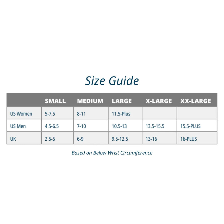 Wide Wellness Performance Sock Size Chart