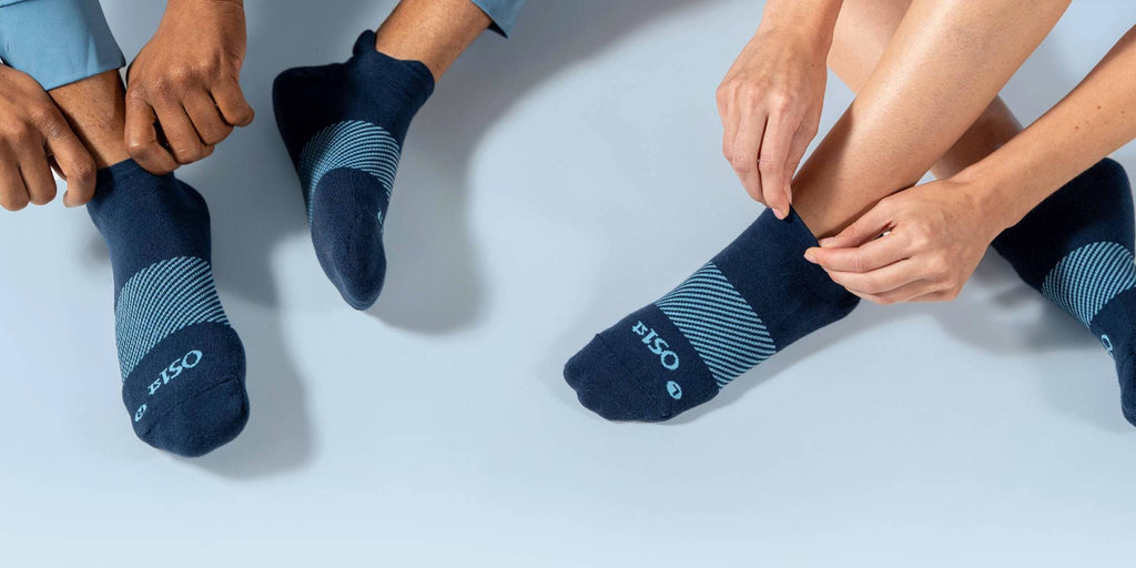 people wearing navy wicked comfort socks | OS1st