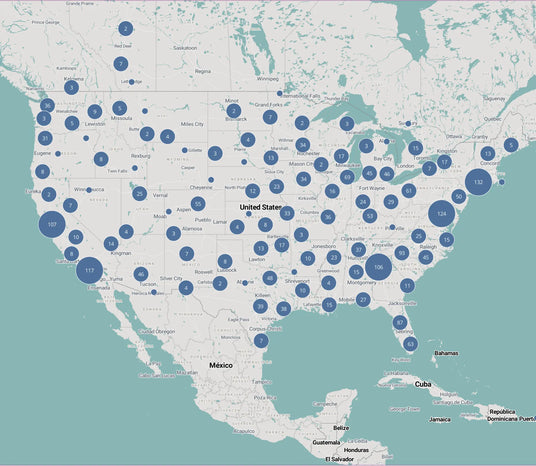 Map of the US with OS1st Retailers