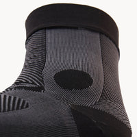 AF7 ankle compression sleeve black closeup of the moisture wicking, extra durable & soft nylon fabric | OS1st