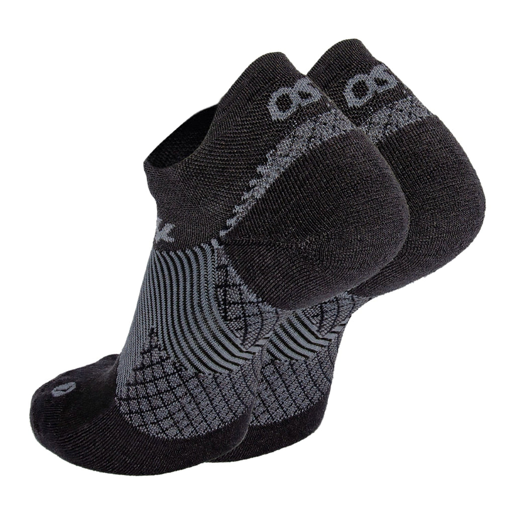 FS4 Plantar Fasciitis Compression no show length socks in black merino wool | OS1st