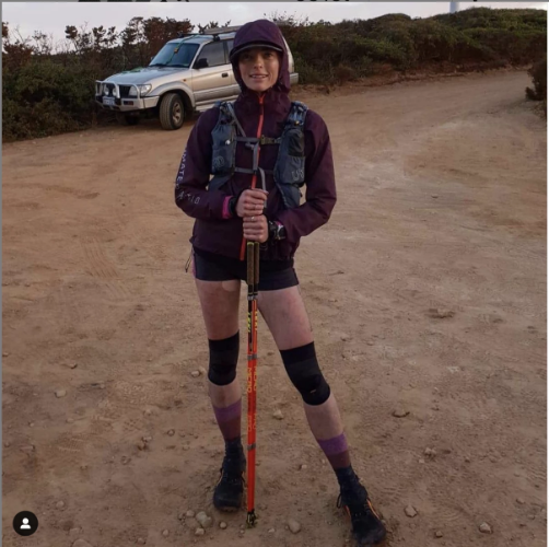 a woman hiking in a pair of black KS7 performance knee sleeves | OS1st